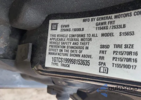 2009 GMC Canyon Sle1 из США, поврежденный, VIN 1GTCS199998153635